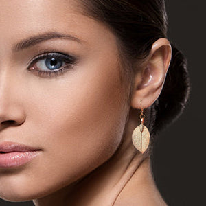 Mini Real Leaf Earrings - Rose Gold - Mini Real Leaf Earrings - Rose Gold - UrbanroseNYC