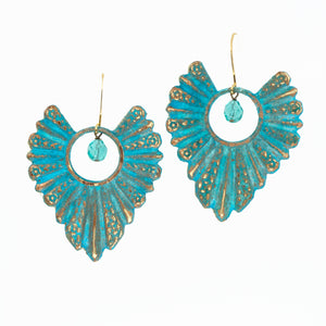Patina Scalloped Fan Earrings - Patina Scalloped Fan Earrings - UrbanroseNYC