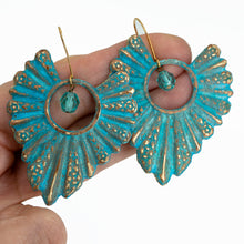 Load image into Gallery viewer, Patina Scalloped Fan Earrings - Patina Scalloped Fan Earrings - UrbanroseNYC
