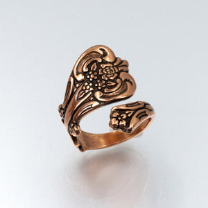 Solid Copper Spoon Ring - Heart Design UrbanroseNYC