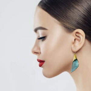 Patina Scalloped Leaf Earrings - Patina Scalloped Leaf Earrings - UrbanroseNYC