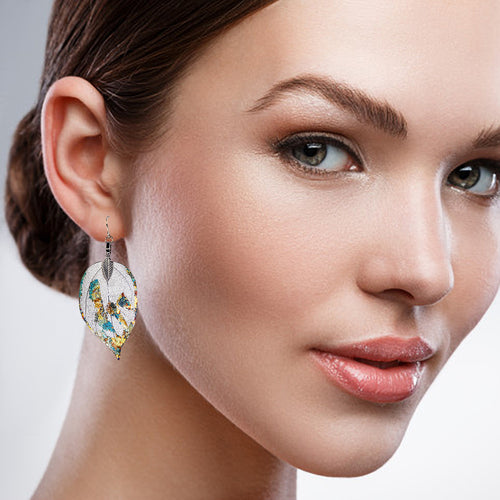 Real Leaf Earrings - Gilded - Silver - UrbanroseNYC