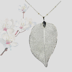 Real Leaf Pendant - Plain - Silver - UrbanroseNYC
