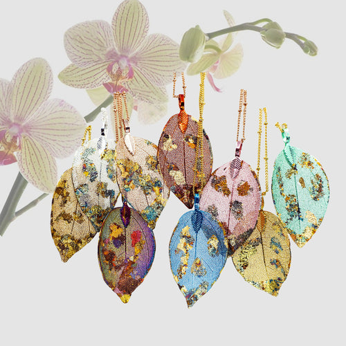 Real Leaf Pendant - Gilded, Small - Real Leaf Pendant - Gilded, Small - UrbanroseNYC