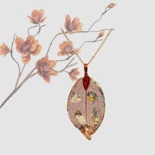Load image into Gallery viewer, Real Leaf Pendant - Gilded, Small - Burnt Orange / 24 inches - UrbanroseNYC
