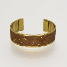 Load image into Gallery viewer, Portuguese Cork Channel Cuff - Cocoa, Marbled Metallic Gold - Portuguese Cork Channel Cuff - Cocoa, Marbled Metallic Gold - UrbanroseNYC
