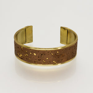 Portuguese Cork Channel Cuff - Cocoa, Marbled Metallic Gold - Portuguese Cork Channel Cuff - Cocoa, Marbled Metallic Gold - UrbanroseNYC