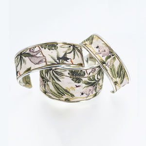 Portuguese Cork Channel Cuff - White, Foliage - Portuguese Cork Channel Cuff - White, Foliage - UrbanroseNYC