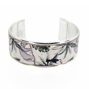 Portuguese Cork Channel Cuff - White, Foliage - 1 inch - UrbanroseNYC
