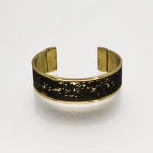 Load image into Gallery viewer, Portuguese Cork Cuff Bracelet - Black, Marbled Metallic Gold - .75 inches - UrbanroseNYC
