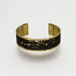 Portuguese Cork Cuff Bracelet - Black, Marbled Metallic Gold - .75 inches - UrbanroseNYC