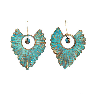 Patina Scalloped Fan Earrings - Patina Scalloped Fan Earrings - UrbanroseNYC