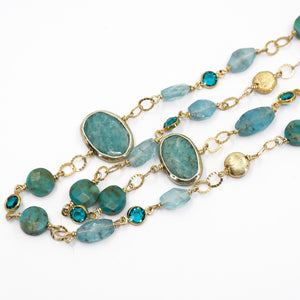 Long Gemstone Wraparound Necklace - Turquoise & Apatite UrbanroseNYC
