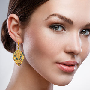 Real Leaf Earrings - Gilded - Yellow - UrbanroseNYC